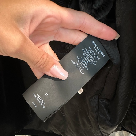 SAINT LAURENT Oversized Velvet Coat Crystal Logo - Picture 9 of 16